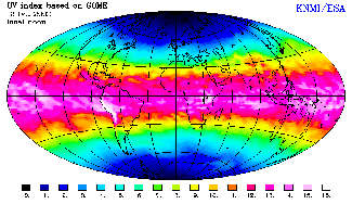 UV-säteilykartta (KNMI/ESA)